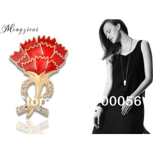 Min Order $10!! Free Shipping Decorative Rhinestone Garment Fashion Jewelry Crystal Flower Pins Carnation Brooch Pins X1482
