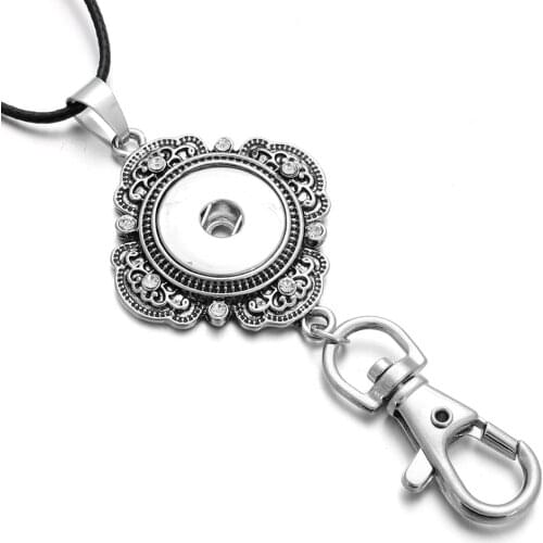 Fashion Snaps Jewelry Vintage Crystal Metal 18mm Snap Button Pendant Necklace for Women Girls Gifts Button Necklace Jewelry