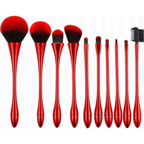 10Pcs Beauty Makeup Brushes Kit Foundation Loose Powder Brush Eyeshadow Brush Lip Brush Blush Eyebrow Comb Set