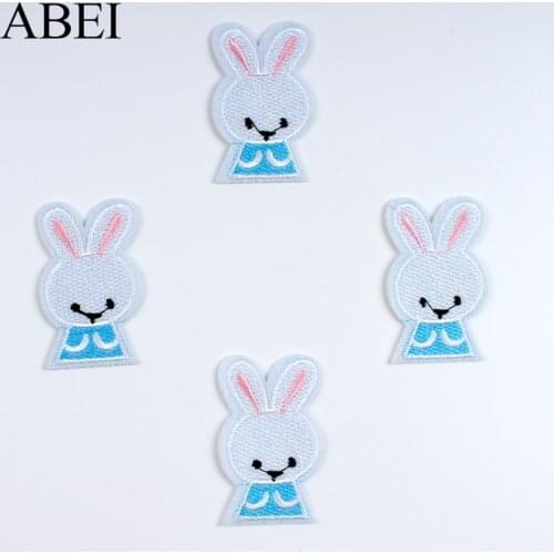 10pcs Iron On Cartoon Rabbit Patches Embroidered Cute Animal Stickers DIY Jeans Backpack Clothes Shoes Sewing Fabric Appliques