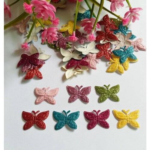 100pcs Colored Glitter patches butterfly for clothes gift Supplies diy supplies DIY for Craft Decoration