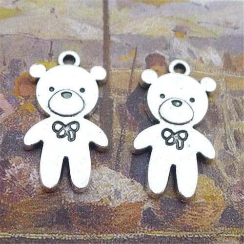 Teddy Bear Charm Pendants Jewelry Making Finding DIY Bracelet Necklace Earring Accessories Handmade 5pcs