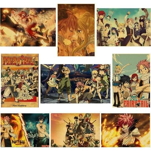 Japanese Anime Fairy Tail Retro Poster Quality Canvas Painting Cafe Living Bedroom Kids Room Wall Art Picture Home Decoration