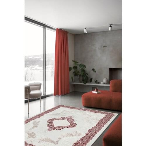 Cherry Color Classical Pattern Digital Printing Anti Slip Leather Floor Living Room Carpet