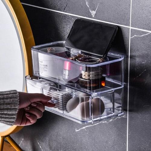 Transparent Jewelry Box With Drawer Dustproof Cosmetics Makeup Remover Cotton Swabs Beauty Egg Organizing Boxes