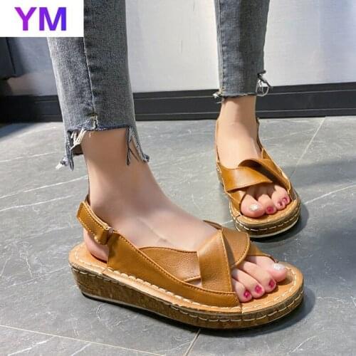 Retro Style Sandalias Mujer Summer Womens Handmade Ladies Shoe Leather Slingback Sandals Zapatillas Mujer Casa Beach Sandals