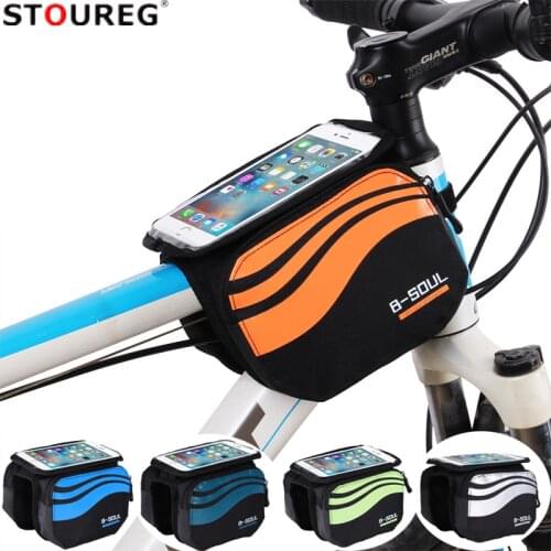 Bicycle Front Touch Screen Phone Bag MTB Road Bike Cycling Mobile Bag Cycle Front Bag 5.7 inch Cellphone Bag Bicycle Accessories