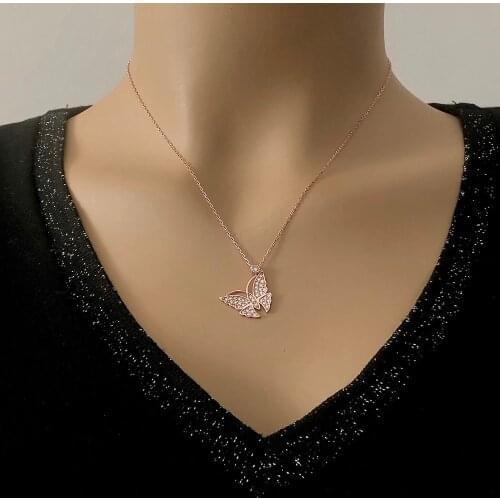 Butterfly 925 Sterling Silver Necklace Women Girls Gift Jewelry Accessories Fashion Handmade Elegant Chain