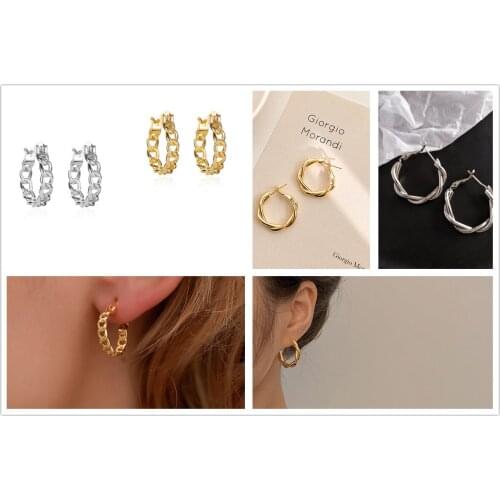 Korea C shape Earrings Women deformation geometry golden metal retro geometric earrings pendant earrings girls wedding gift