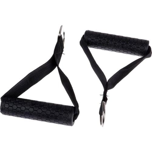 1 Pair Gym Resistance Bands Handles Anti-slip TPR Grip Strong Nylon Webbing Fitness Heavy Duty Cable Machine Workout Equipment