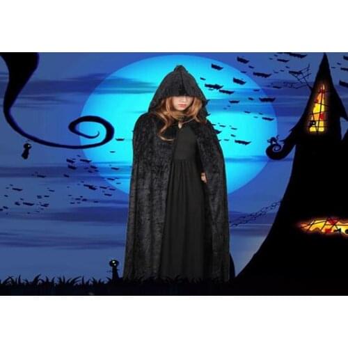2017 high quality Free shipping New adult Hooded Velvet Cloak death Robe Medieval Witchcraft Long Cape Black Red death Cape