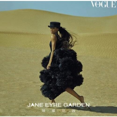 2021 Black High end customization Custom fashion brand walk show with black puffy perspective dress