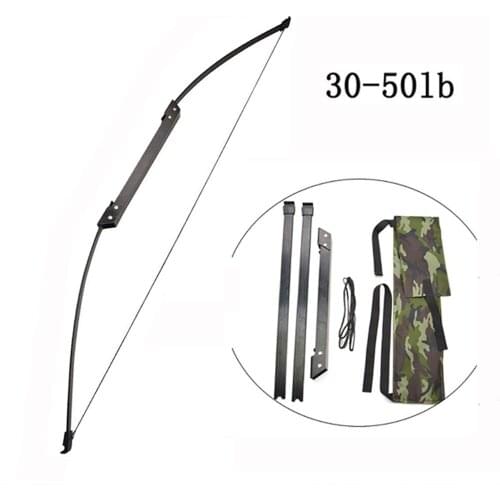 30-50 LBS 54 Inches Folding Takedown Bow Straight Pull Recurve Longbow Portable for Archery Hunting Shooting
