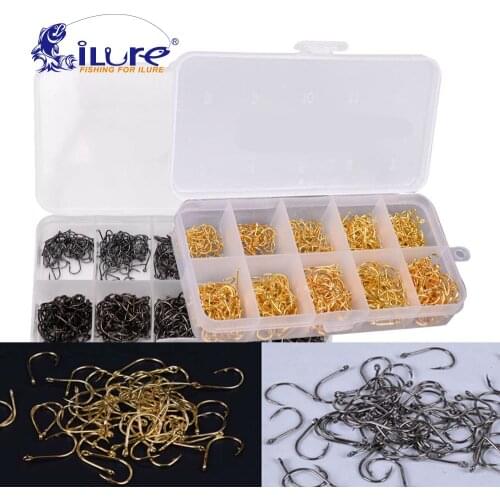 500 Pcs/lot Carbon Steel Fishing Hook Jig Hook Fishhooks with Hole Fish Fly Fishing Tackle Box 3 # -12 # Sizes Fishing Lure Hook