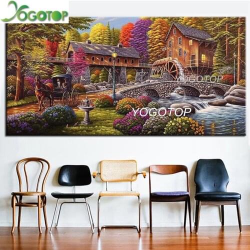 Large Garden house bridge river 5D DIY diamond painting puzzle diamond embroidery mosaic full drill Art natural scenery YY2863