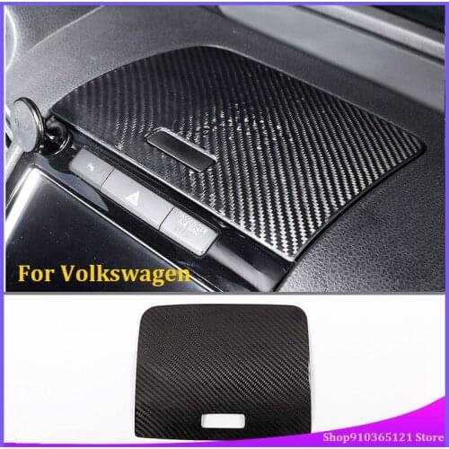 For Volkswagen Touareg 2011-2018 Real Carbon Fiber Material Car Center Storage Box Car Interior Accessories