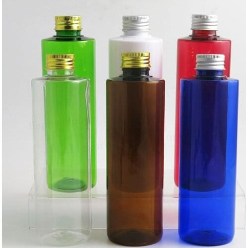 24 x 250ml Large Empty Plastic Bottle with Aluminum Gold Silver Cap Hole Seal Plug 250cc Travel Refillable Packaging Container