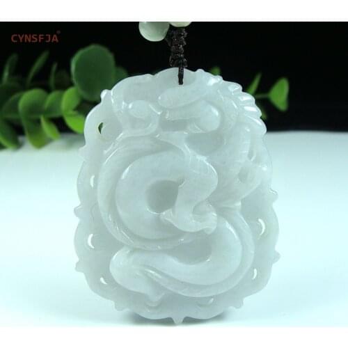 CYNSFJA Real Certified Natural A Grade Burmese Jadeite Amulets Chinese Dragon Jade Pendant Hand Carved High Quality Best Gifts