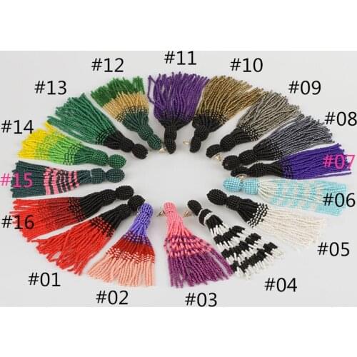 Dankaishi Earrings for Women Glass Crystal Beads Tassel Long Drop Earrings Bohemian Ethnic Style Handmade Origianl Design Gift