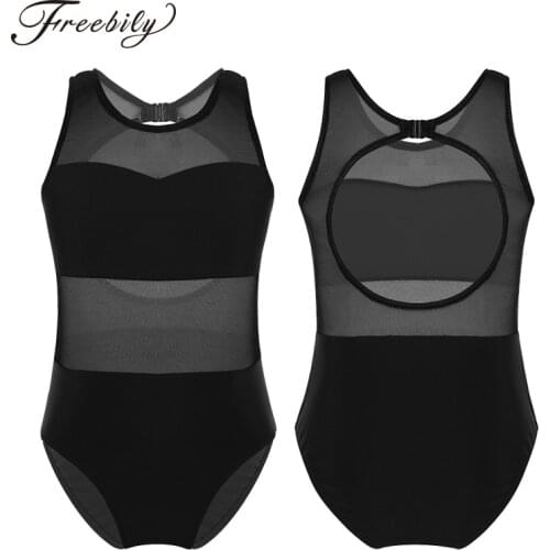 Kids Mesh Splice Cutout Performance Ballet Dance Leotard Girls Gymnastics Leotard Professional Ballerina Costume Kid Dance Wear