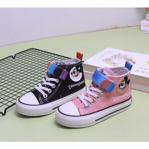 Disney cartoon Mickey kids high-top canvas shoes new casual shoes girls sports shoes boys student sneaker