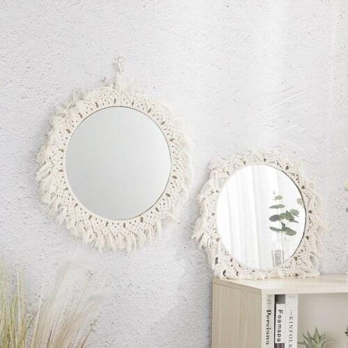 Round Mirror Macrame Wall Hanging Boho Decor Tapestry Home Decor Apartment,Dorm,Bedroom,Living Room,Nursery,Party Decorations
