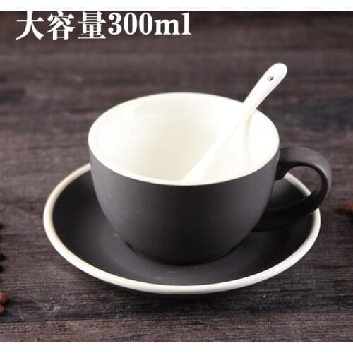 European style ceramic espresso cappuccino latte coffee cup and saucer raspberry coffee cup set 300ml coffee cup set