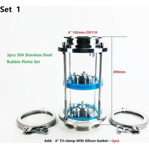 3 Floors 4" Distillation Lens Column With Stainless Steel Platte Sets,Tri-Clamp Sight Glass Union Stainless Steel 304