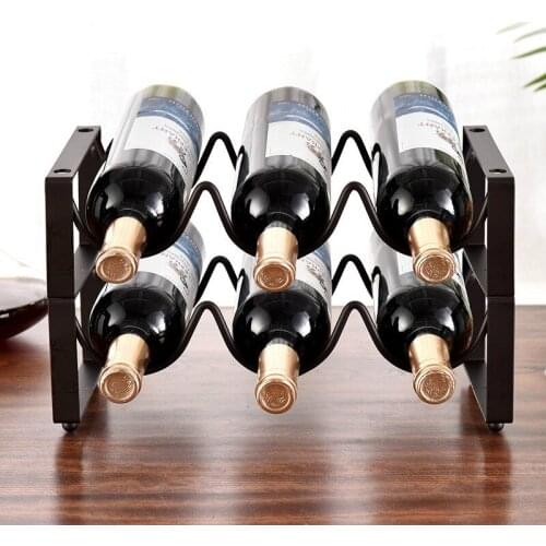 Creative Simple Art 4 Bottles Wine Bottle Shelf Metal Iron Wind Rack Single Layer Superimposed Wine Basket Bar Storage Tool