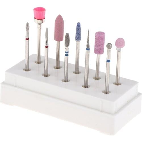 MagiDeal 10Pcs Cuticle Nail Drill Bits Set Quartz Carbide Nail Filing Head Nail Art Bit Grinding Head