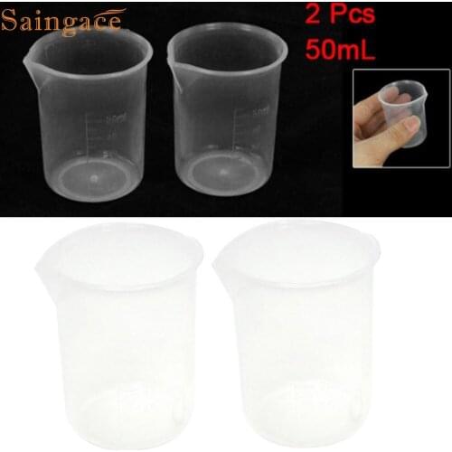My House 2019 Cute New 50mL Graduated Beaker Clear Plastic Measuring Cup for Lab 2 Pcs