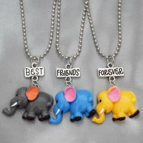 Simulation Cute Elephant Pendant bff Necklace Children Best Friends Forever 3 Boys Girls Friendship Jewelry Birthday Gift