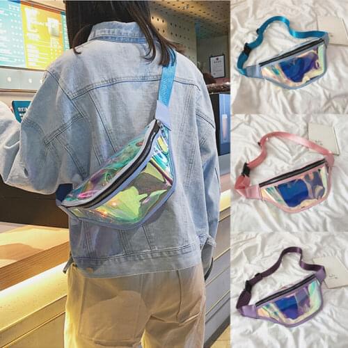 2019 Fashion Belt Bum Bag Waterproof Transparent Clear Punk Holographic Fanny Pack Laser Waist Pack for Women