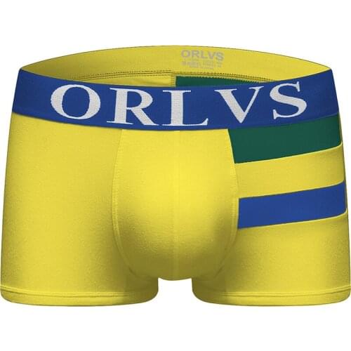 ORLVS Boxers Striped Color Clash Sexy Males Elastic Underwear Fine Velvet Antiskid Convex Belt Oversized Pouch Design Soft Short