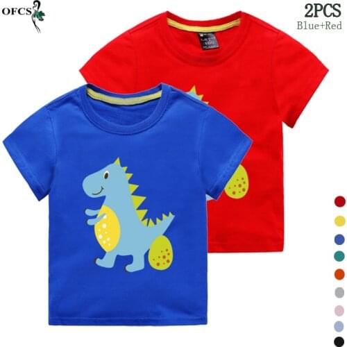 New Summer Boys T-shirt Cartoon Kids Short Sleeve T-shirts 2pcs Different Colors Children Clothing Baby Boy Girl Cotton Top Tees
