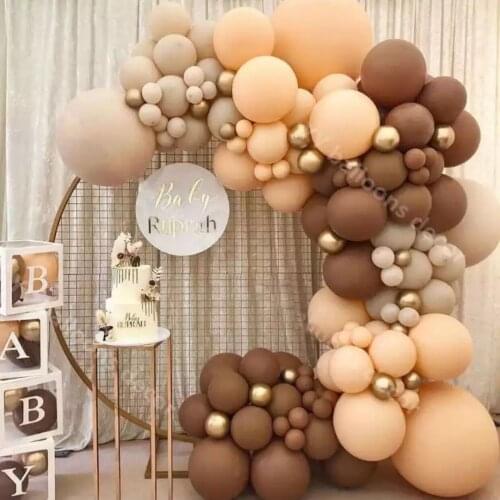 New Brown retro balloon chain set birthday scene atmosphere layout dessert table background props wedding decoration arch
