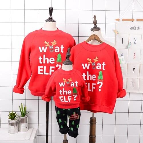 Family Matching Outfits Dad Mom Kids Christmas Plush Winter Warm Sweater Hoodies Boys Girls Sweatshirts Pullover Cotton Clothes