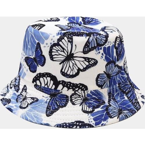 Summer Vintage Print Bucket Hat Women Men Fashion Two Sided Fisherman Hat Bob Unisex Outdoor Travel Shade Sun Hat Fishing Cap