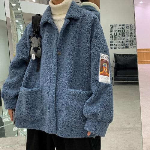 Patch Printed Parkas Thickened Lamb Winter Mens Fur Coats Casual Cotton-padded Clothes Waterproof In Warm Snow Jackets M-2XL