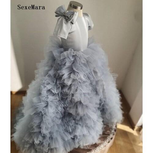 Light Grey Vestidos Flower Girl Dresses For Wedding Girl First Communion Gowns Special Occasion Dresses