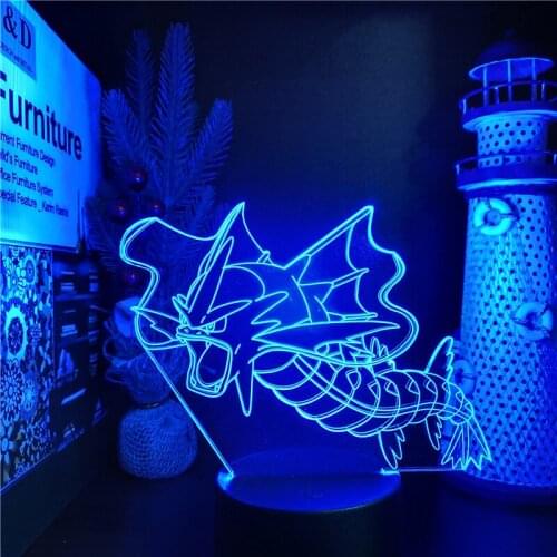 Pokemon 3D Night Light LED Lamp Sword And Shield Mega Gyarados Pikachu Anime Figure Lampara Led Game Takara Tomy Lights Lampe