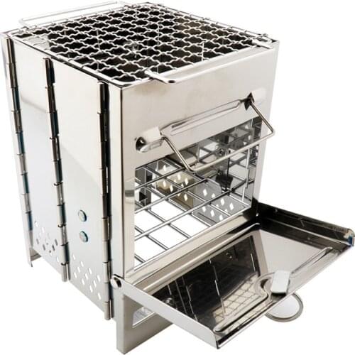 Potable Outdoor Camping Wood Stove Picnic Bbq Grill Stainless Steel Folding Stove Backpacking Stove Barbecue Burning Stove