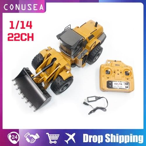 53CM HUINA 1/14 22Ch Rc Truck Bulldozer Alloy Car Model Caterpillar Tractor Engineering Car Vehicle Toys for Boys Kids Children