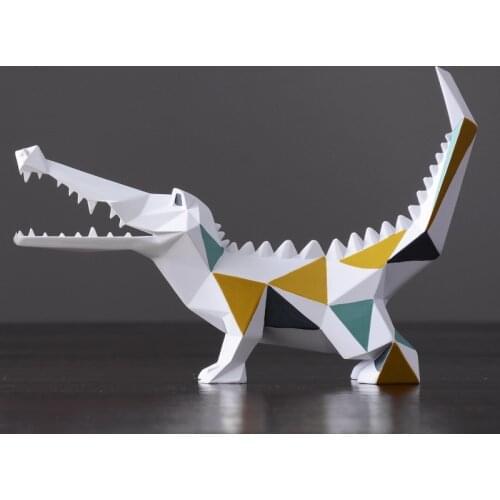 ABSTRACT CROCODILE FIGURINES MINIATURE RESIN STATUE GEOMETRIC FURNISHING HOME DECOR MODERN CHRISTMAS GIFT TWISTY PET R743
