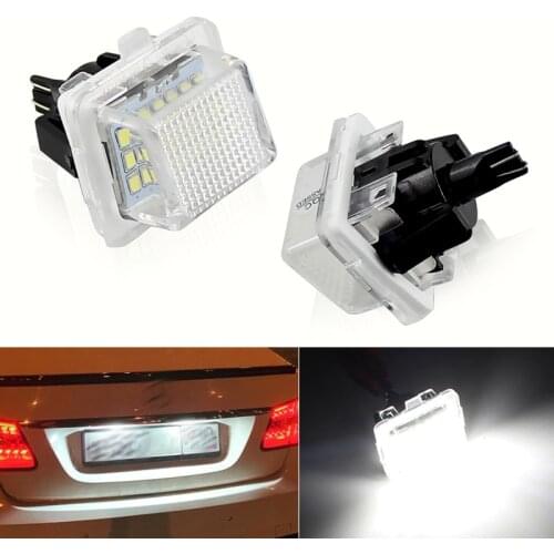 2X LED License Plate Light For Benz W204 (5D) W207 W212 W216 W221 6000K 12V Car Styling 18 LEDs Car Lights car accessories