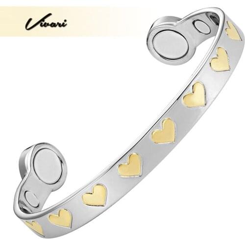 Vivari 2018 Big Heart Copper Silver Color Mangetic Bangles For Women Jewelry Lover Bracelets Bangles Men Magnet Wristband Charm