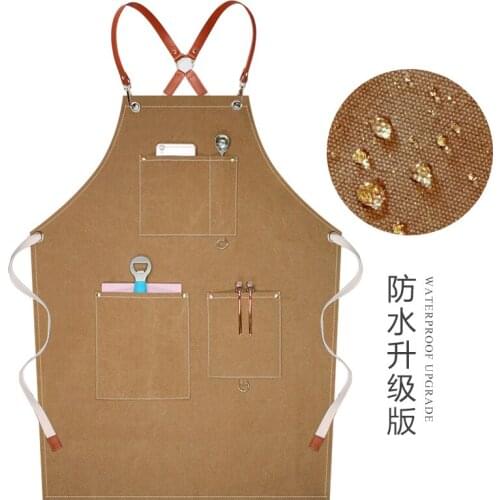 Waterproof apron custom logo printed denim canvas strap
