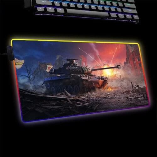 XGZ World Tank Game Rgb Computer Keyboard Carpet Mat Colorful LED Gamer Mousepad XXL Computer Board Game Setting PC Gaming Desk