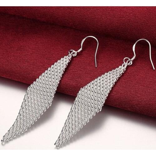 2019 New Fashion 925 Sterling Silver Jewelry Earrings Shaped Mesh Design Brinco Drop Earring for Women