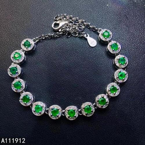 KJJEAXCMY fine jewelry natural Emerald 925 sterling silver new women gemstone hand bracelet support test popular